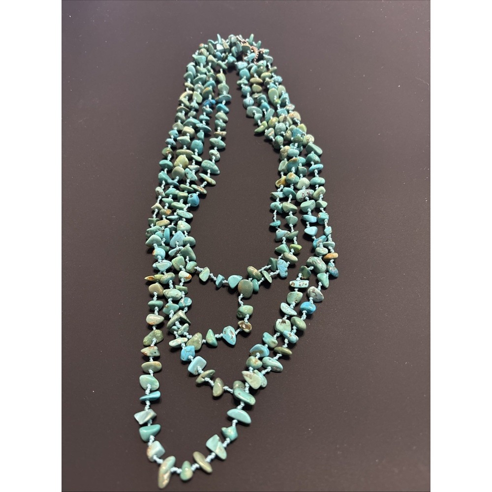 VTG Sterling Silver Turquoise Sally C Treasures Multi-Strand Bead Necklace 82g